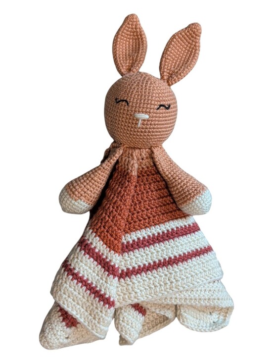 Source Unknown Other - Crochet Bunny Lovey in Rust, Cream & White